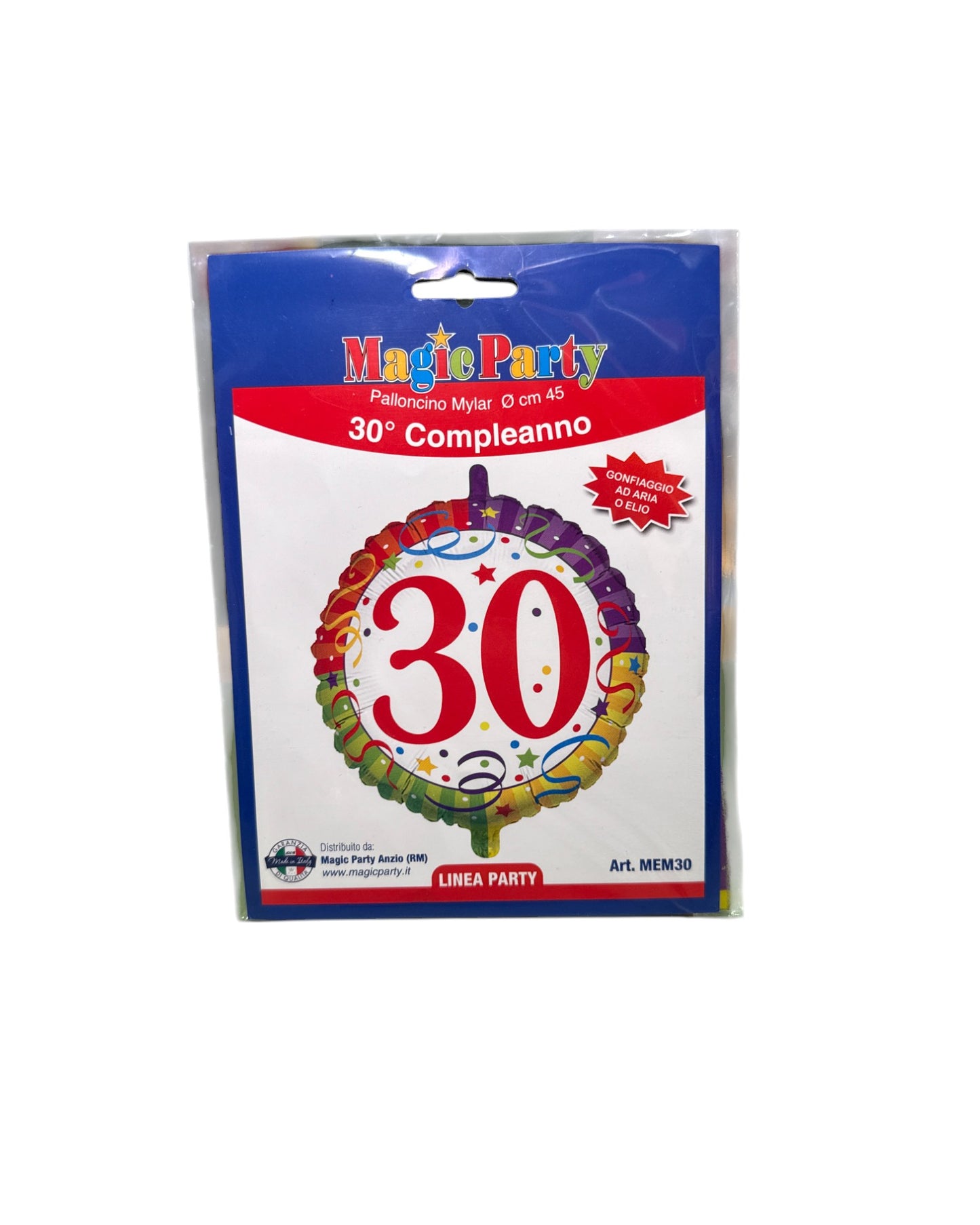 Palloncini Foil | Compleanno 30 Anni | Multicolor | 18 Pollici | 1 Pz