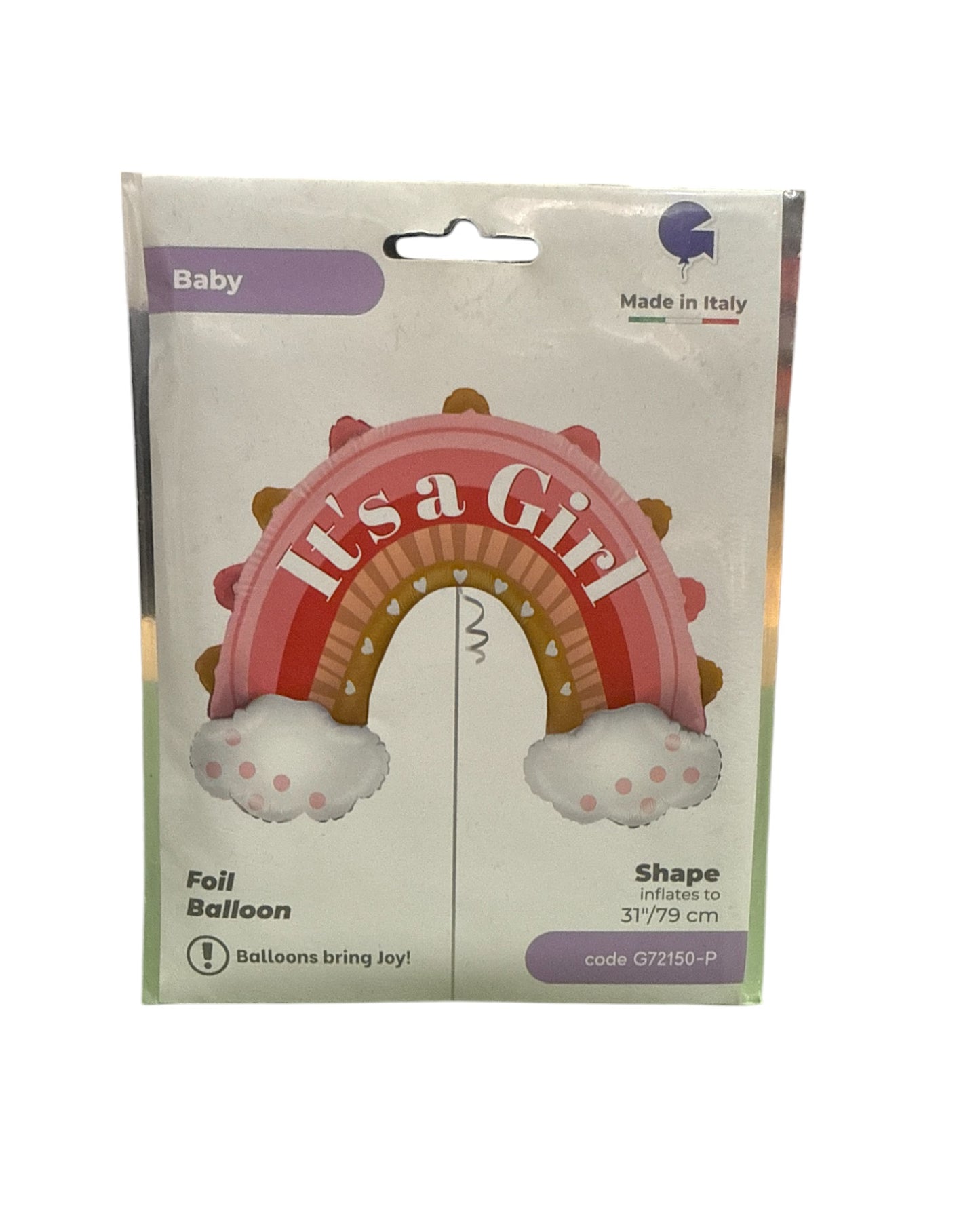 Palloncini Foil | Arcobaleno It’s a Girl | Rosa | 31 Pollici | 1 Pz