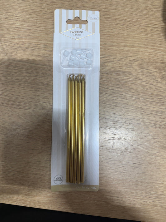Candeline Lunghe | Oro | 16 Cm | 10Pz