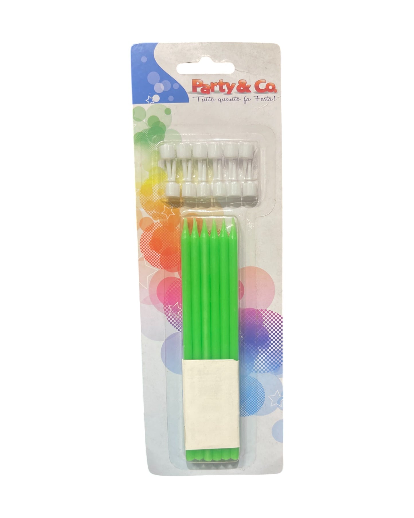 Candeline Lunghe | Verde Fluo | 14 Cm | 12Pz