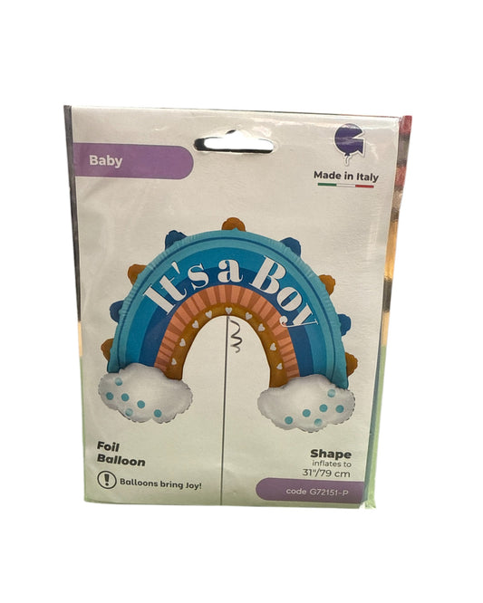 Palloncini Foil | Arcobaleno It’s a Boy | Celeste | 31 Pollici | 1 Pz