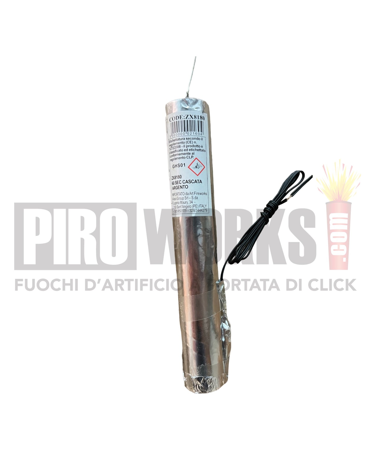 Effetti Freddi | Fontana Argento a Cascata | 60 Sec Altezza Caduta 6 Metri Con Accenditore | 1 Pezzo