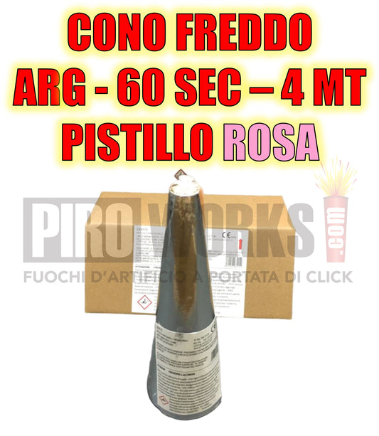 Effetti Freddi | Cono Argento | 60 Secondi | Altezza 4 Metri | Pistillo Rosa | 1 Pezzo
