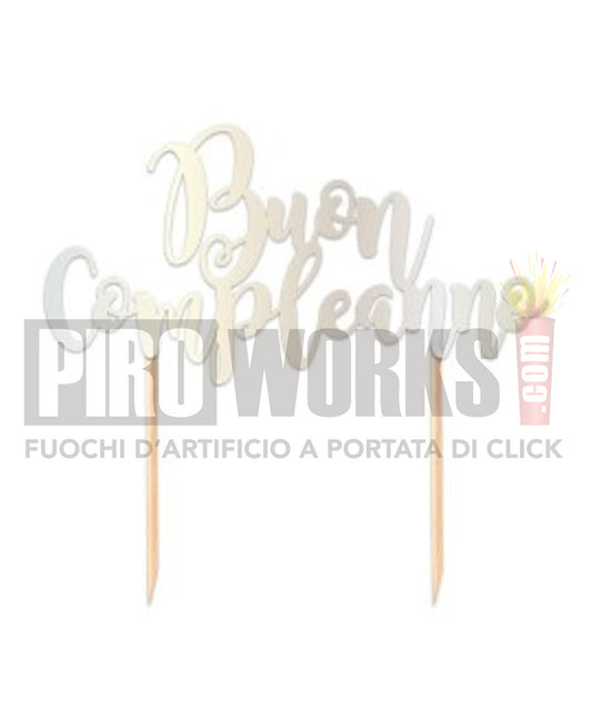 Cake Topper | Buon Compleanno | 20cm | Argento