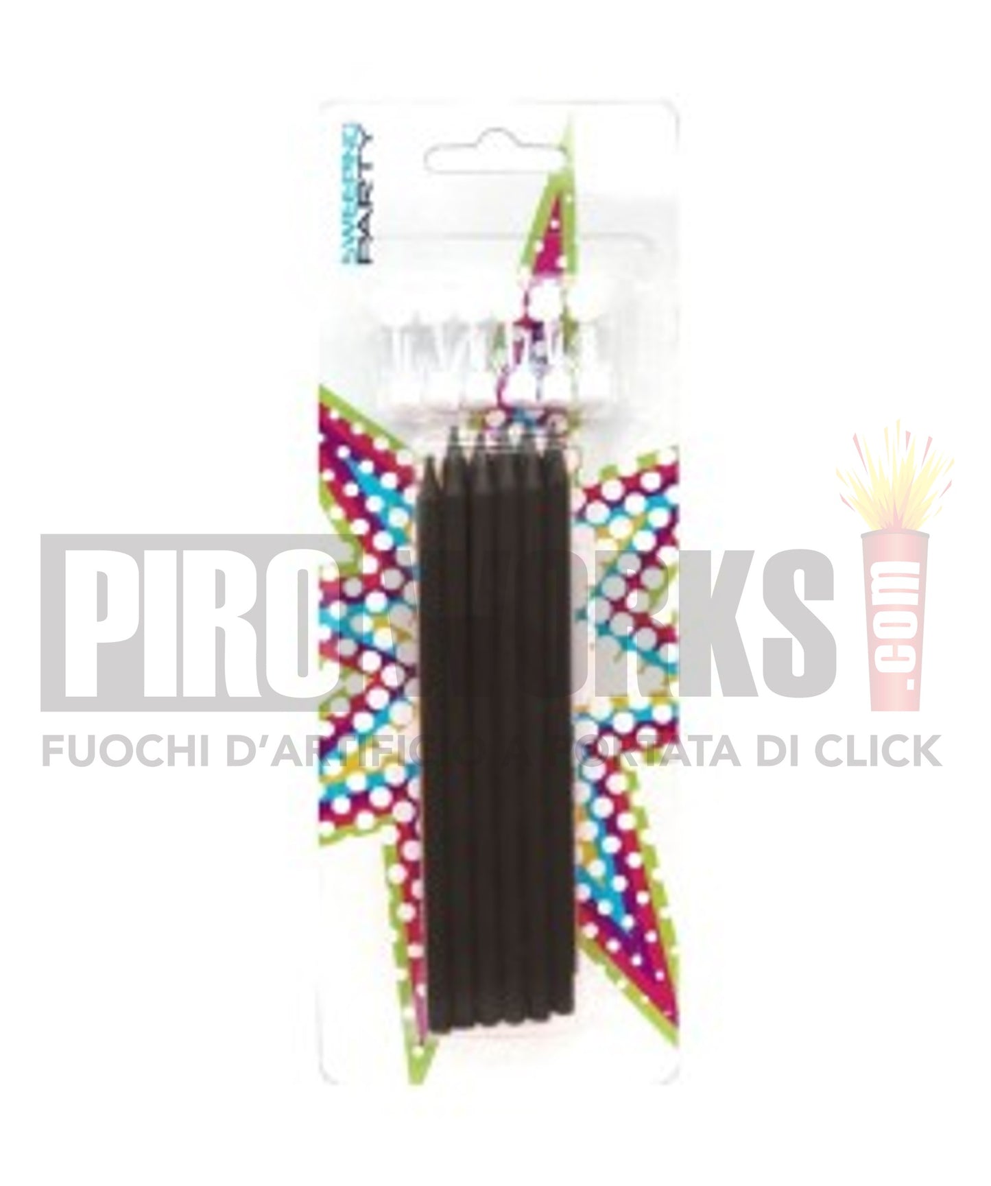 Candeline Lunghe | Nero | 16 Cm | 12Pz