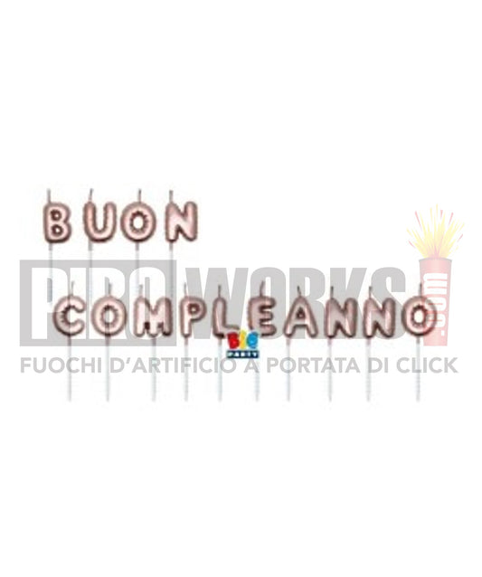 Candeline Lettere | Buon Compleanno | Rosa Gold | 7 Cm