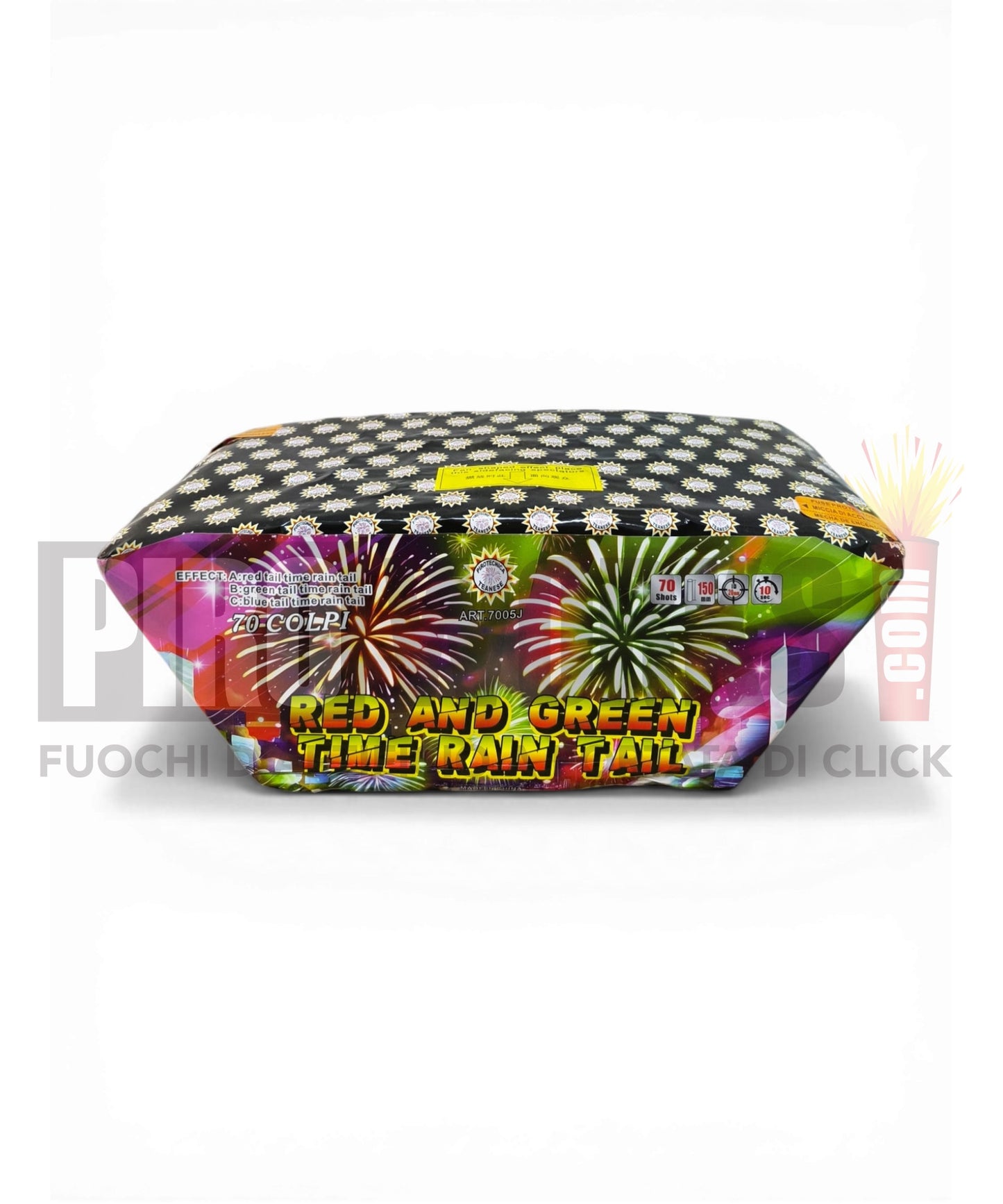 Red and Green Time Rain Tail | 70 Colpi | Ventaglio | Striscioni Crackling