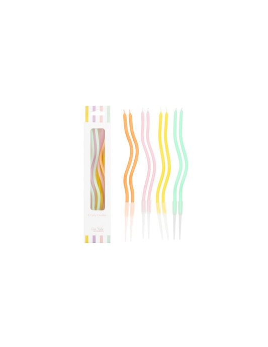 Candeline Curly | Vari Colori | 13 Cm | 8Pz