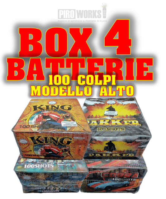 BOX da 4 Batterie da 100 Colpi Modello Alto