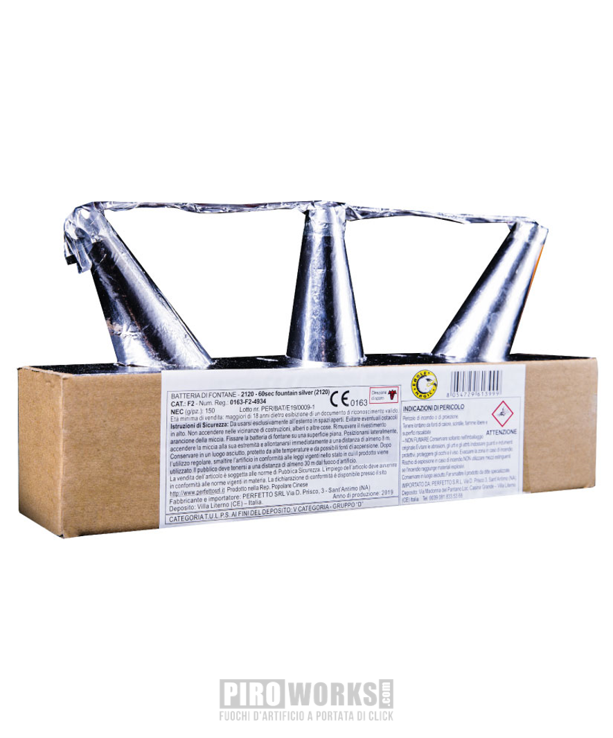 Effetti Freddi | Tris Vulcani Collegati | 60 Sec Argento | Altezza 3 Metri