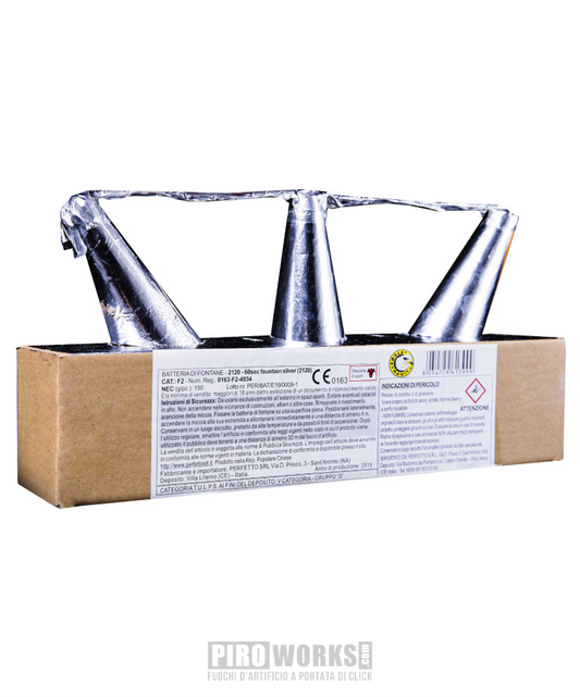 Effetti Freddi | Tris Vulcani Collegati | 60 Sec Argento | Altezza 3 Metri