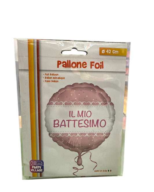 Palloncini Foil | Il mio Battesimo Rosa e Bianco | 18 Pollici | 1 Pz