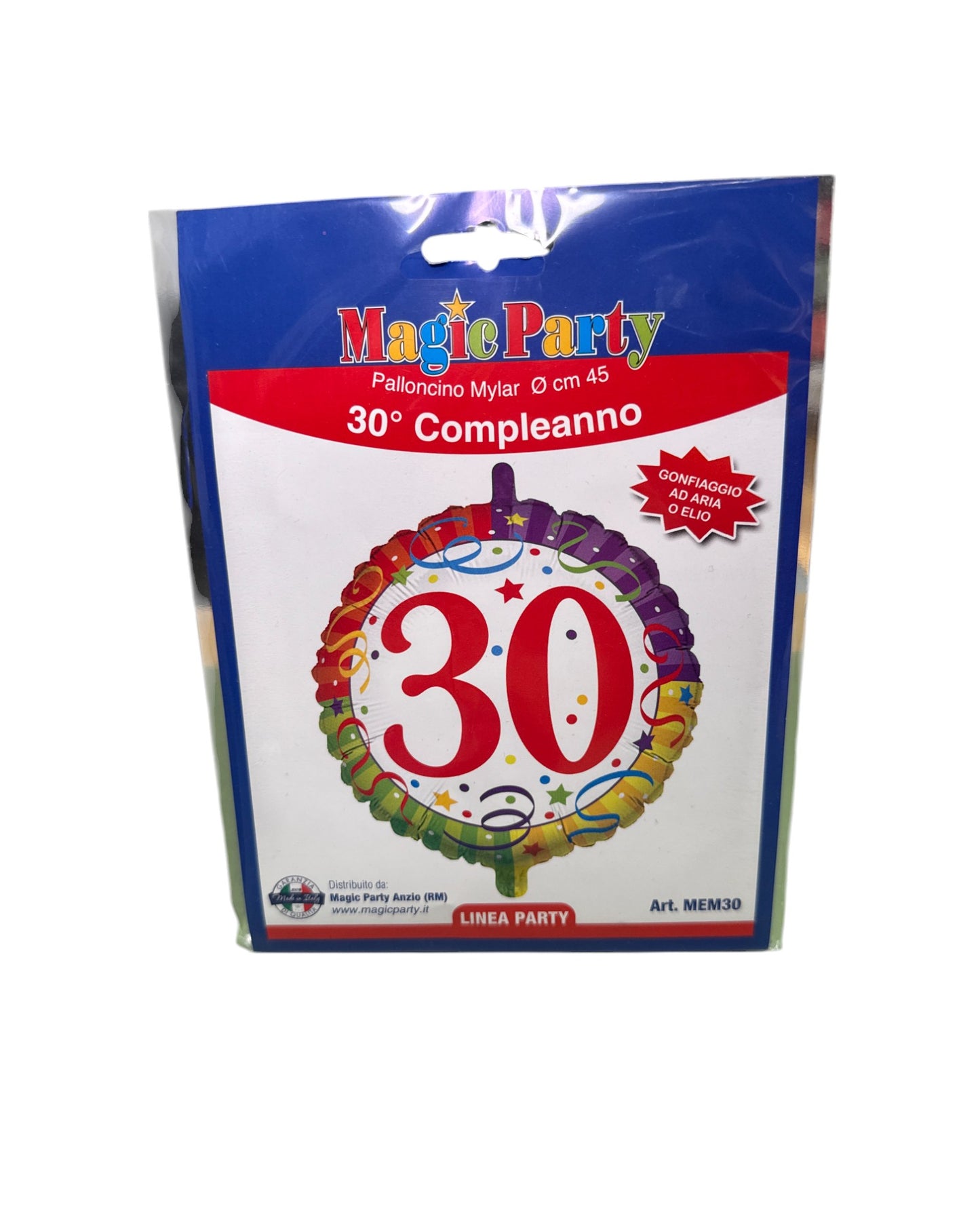 Palloncini Foil | Compleanno 30 Stelle Filanti | Multicolor | 18 Pollici | 1 Pz
