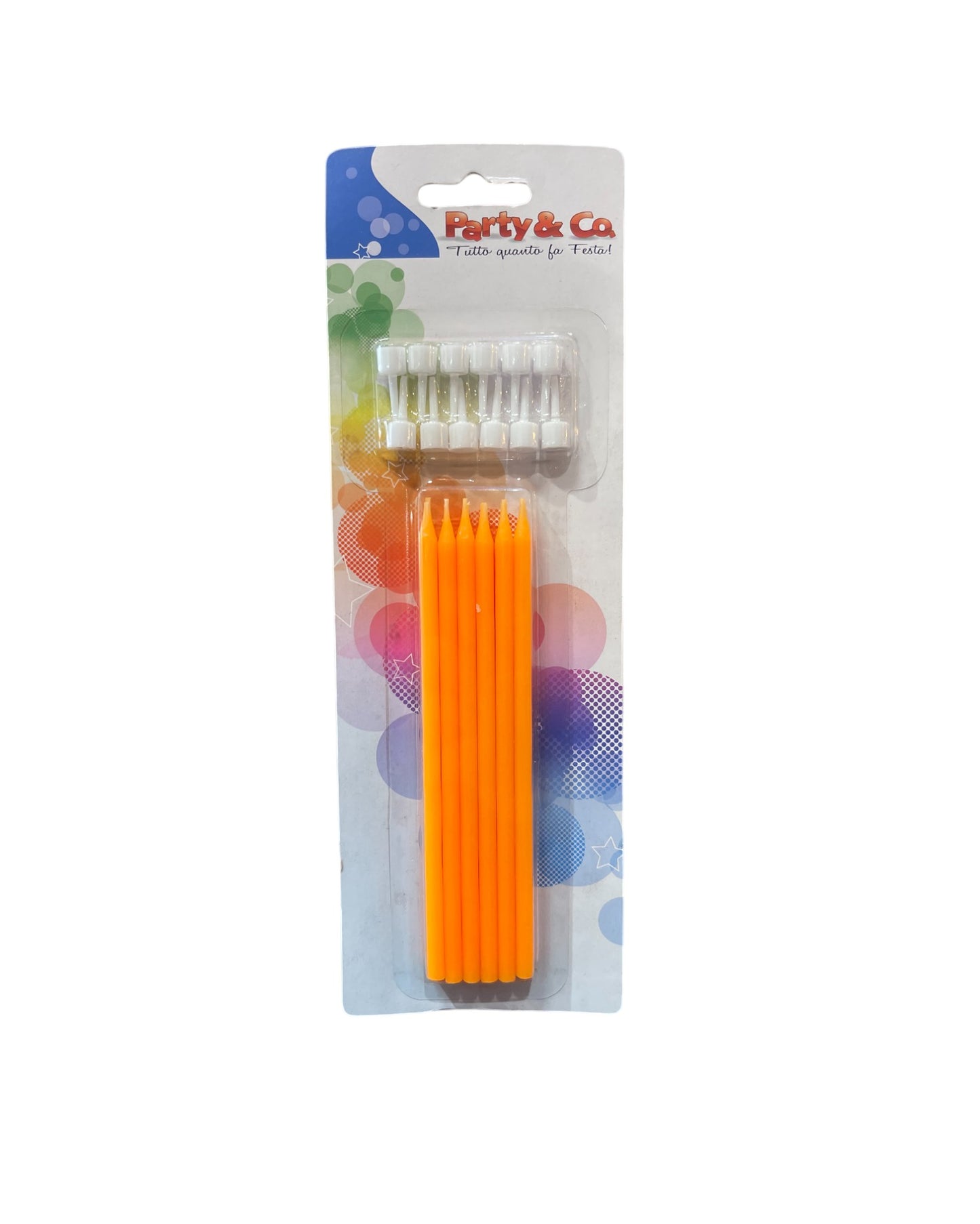 Candeline Lunghe | Arancione Acceso | 14 Cm | 12 Pz