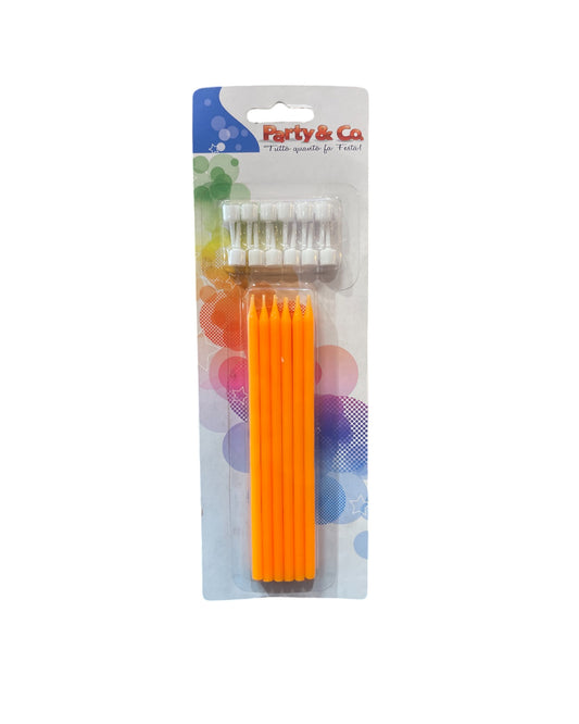 Candeline Lunghe | Arancione Acceso | 14 Cm | 12 Pz
