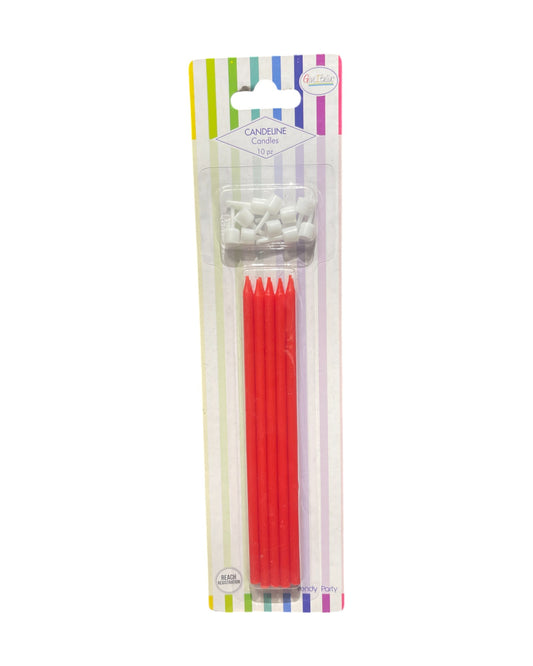 Candeline Lunghe | Rosso | 16 Cm | 10Pz
