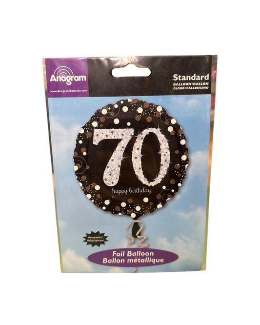 Palloncini Foil | Compleanno 70 Happy Birthday | Nero | 18 Pollici | 1 Pz