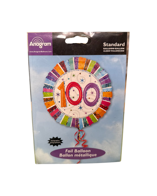 Palloncini Foil | Compleanno 100 Holographic | Multicolor | 18 Pollici | 1 Pz