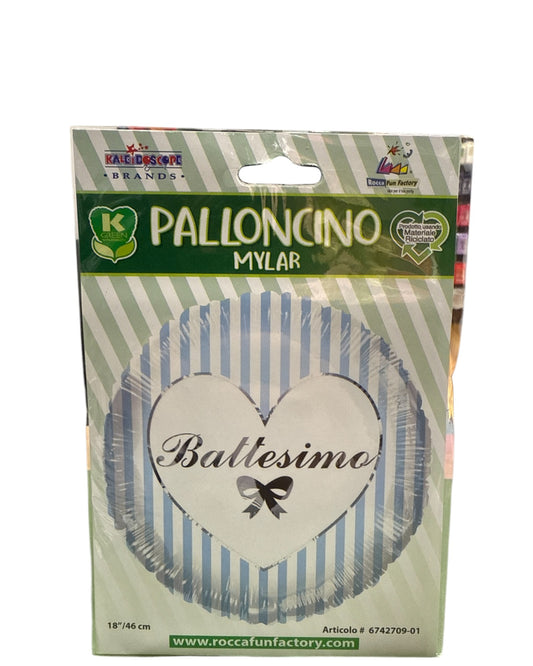 Palloncini Foil | Battesimo Celeste Strisce | 18 Pollici | 1 Pz