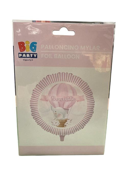 Palloncini Foil | Benvenuta con mongolfiera Rosa | 18 Pollici | 1 Pz