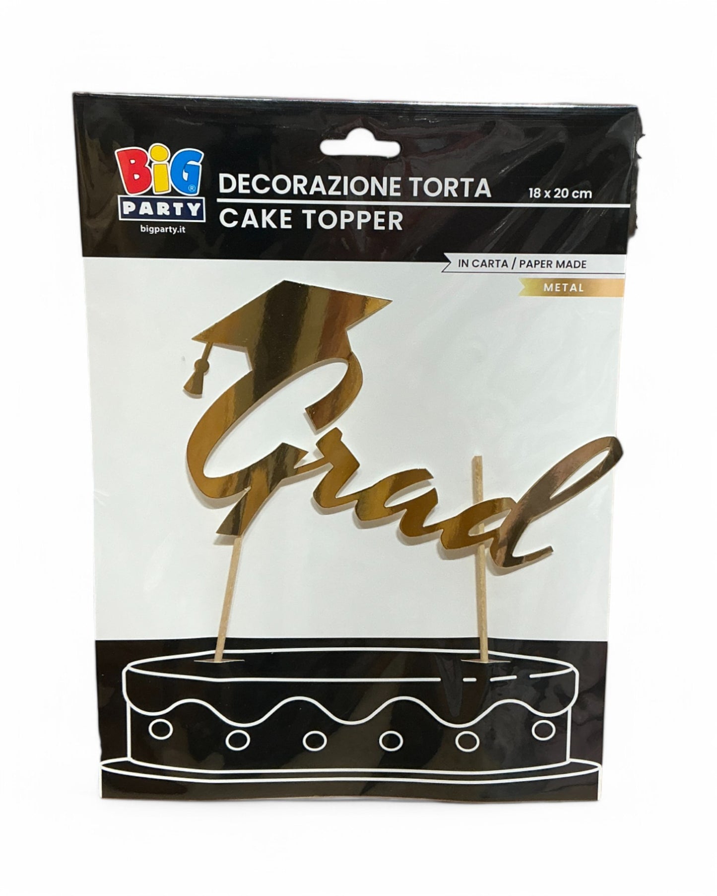 Cake Topper | Grad | 20cm | Oro
