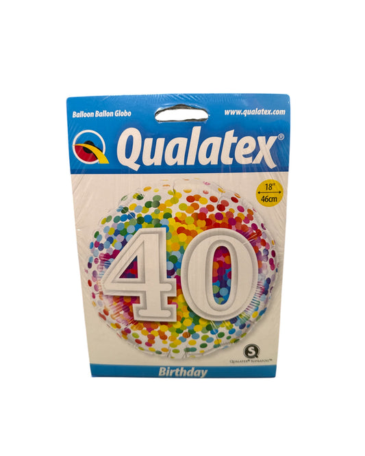 Palloncini Foil | Compleanno 40 Anni Pois | Multicolor | 18 Pollici | 1 Pz