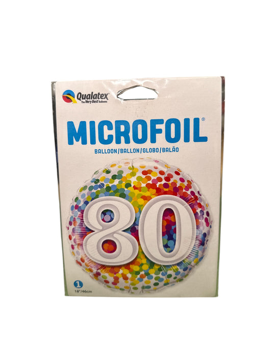 Palloncini Foil | Compleanno 80 Coriandoli | Multicolor | 18 Pollici | 1 Pz
