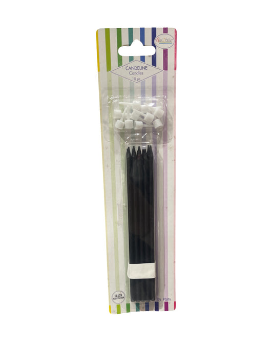 Candeline Lunghe | Nero | 16 Cm | 10Pz