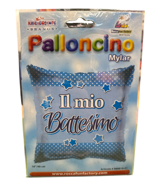 Palloncini Foil | Battesimo Celeste Quadrato | 18 Pollici | 1 Pz