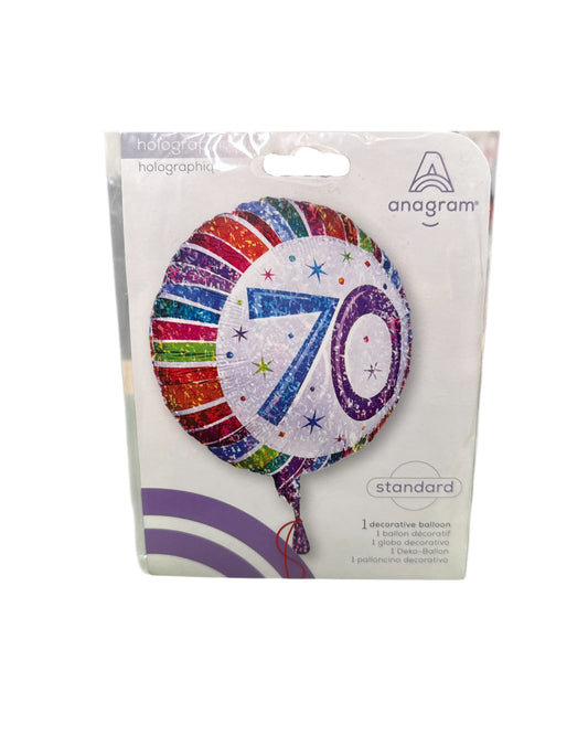 Palloncini Foil | Compleanno 70 Holographique | Multicolor | 18 Pollici | 1 Pz