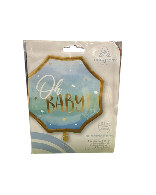 Palloncini Foil | Oh Baby Esagono | Celeste | 22 Pollici | 1 Pz