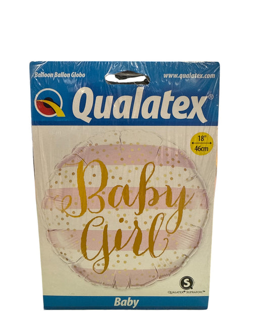 Palloncini Foil | Baby Girl Strisce Rosa e Bianco | Rosa | 18 Pollici | 1 Pz