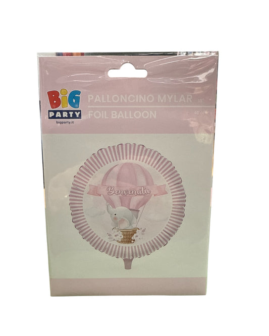 Palloncini Foil | Benvenuta Mongolfiera | Rosa | 18 Pollici | 1 Pz