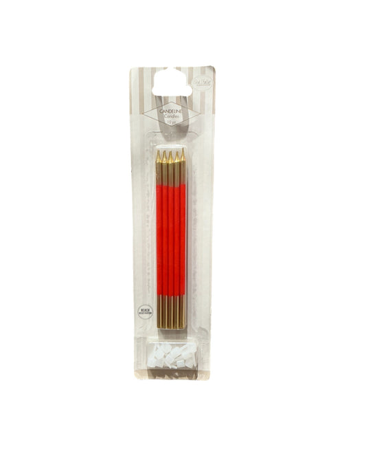 Candeline Lunghe | Oro/Rosso | 16 Cm | 10 Pz