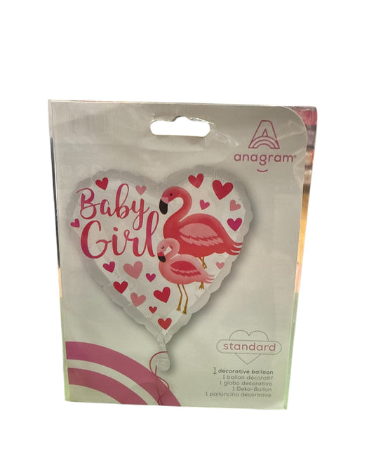 Palloncini Foil | Baby Girl Cuore Fenicottero | Rosa | 18 Pollici | 1 Pz