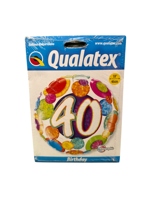 Palloncini Foil | Compleanno 40 Anni Pois Grandi | Multicolor | 18 Pollici | 1 Pz