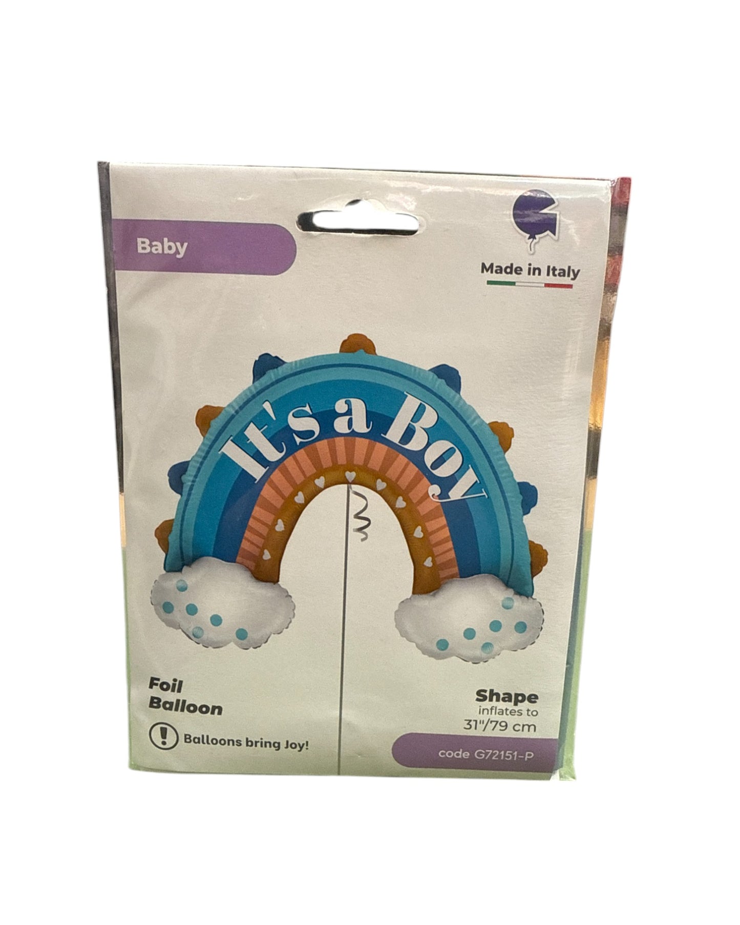 Palloncini Foil | Arcobaleno It’s a Boy | Celeste | 31 Pollici | 1 Pz