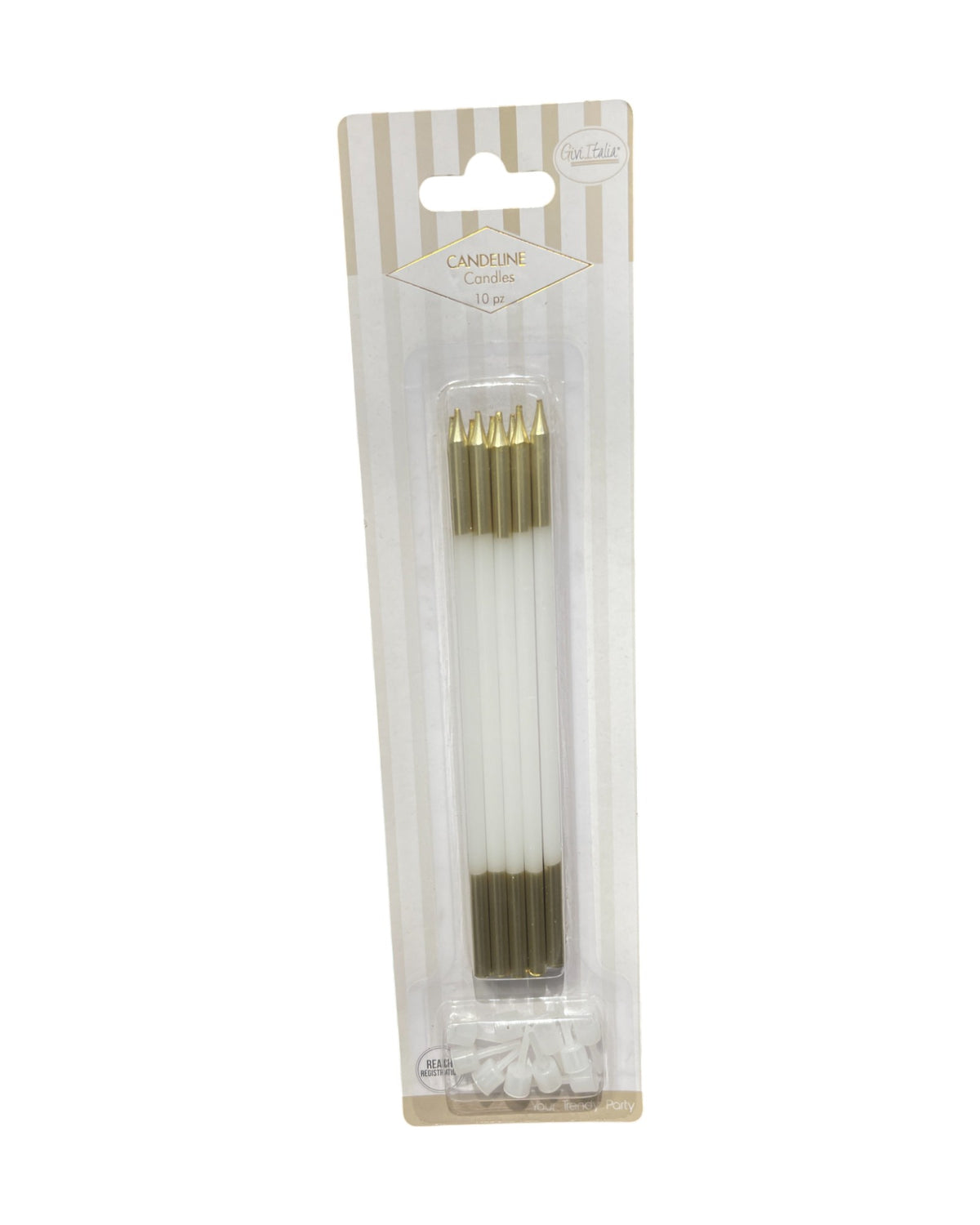 Candeline Lunghe | Oro/Bianco | 16 Cm | 10Pz