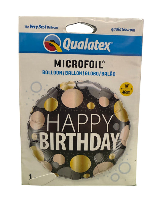 Palloncini Foil | Compleanno Nero/Oro | Vari Modelli | 18 Pollici | 1 Pz