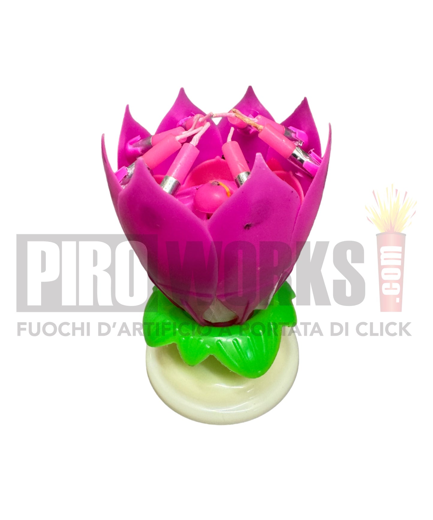 Candela Musicale | Apertura Fiore | Rosa o Celeste | 1 Pezzo