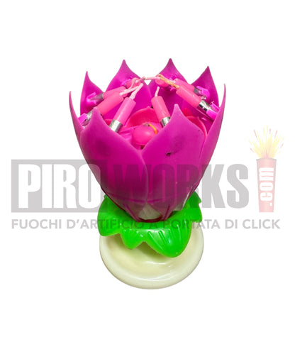 Candela Musicale | Apertura Fiore | Rosa o Celeste | 1 Pezzo