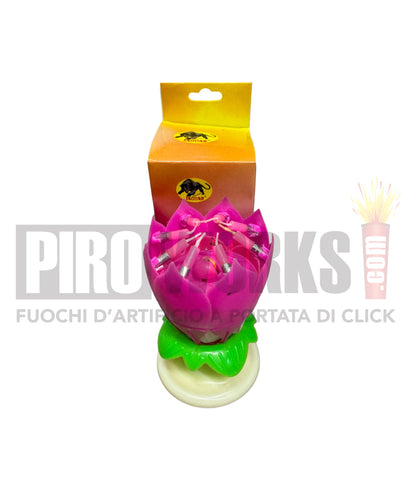 Candela Musicale | Apertura Fiore | Rosa o Celeste | 1 Pezzo