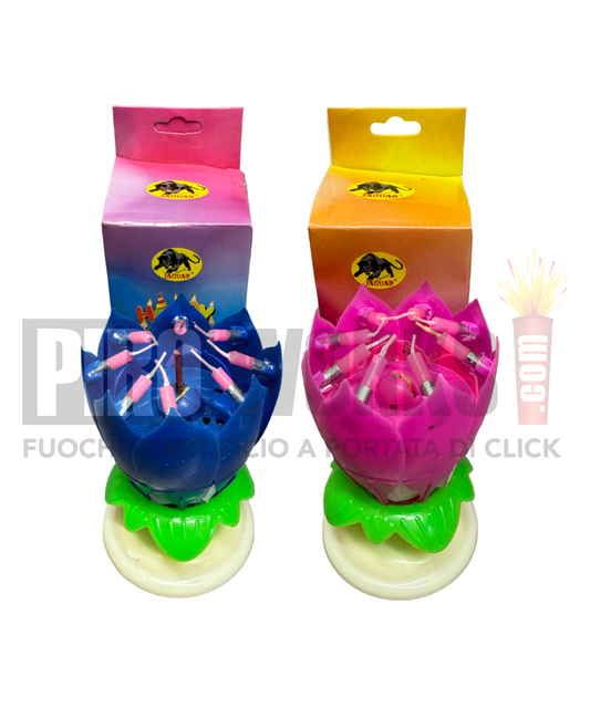 Candela Musicale | Apertura Fiore | Rosa o Celeste | 1 Pezzo