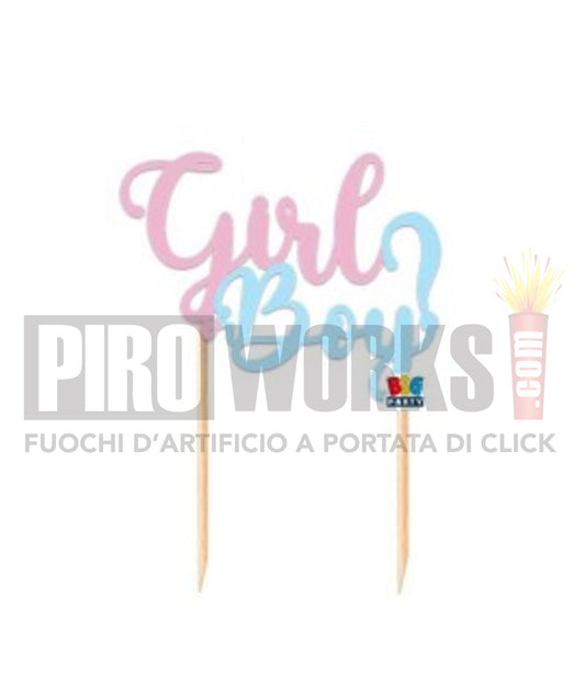 Cake Topper | Girl or Boy | 20cm | Pink and light blue