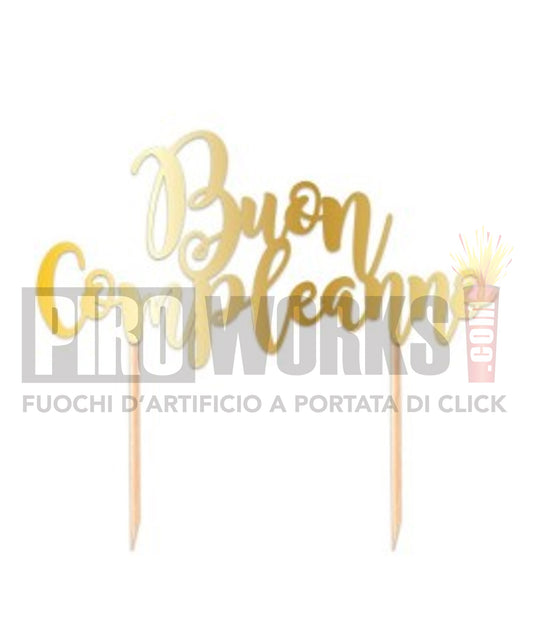 Cake Topper | Buon Compleanno | 20cm | Oro