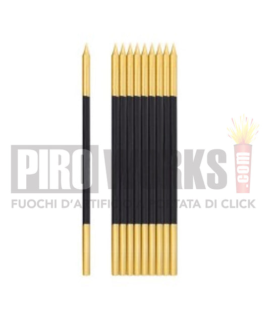 Long Candles | Gold/Black | 16cm | 10pcs