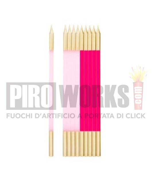 Long Candles | Gold/Pink/Fuchsia | 16cm | 10pcs