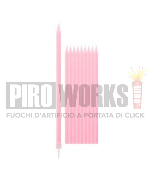Candeline Lunghe | Rosa | 16 Cm | 12Pz