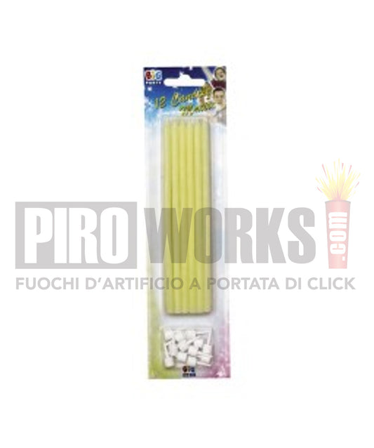 Candeline Lunghe | Giallo | 16 Cm | 12Pz