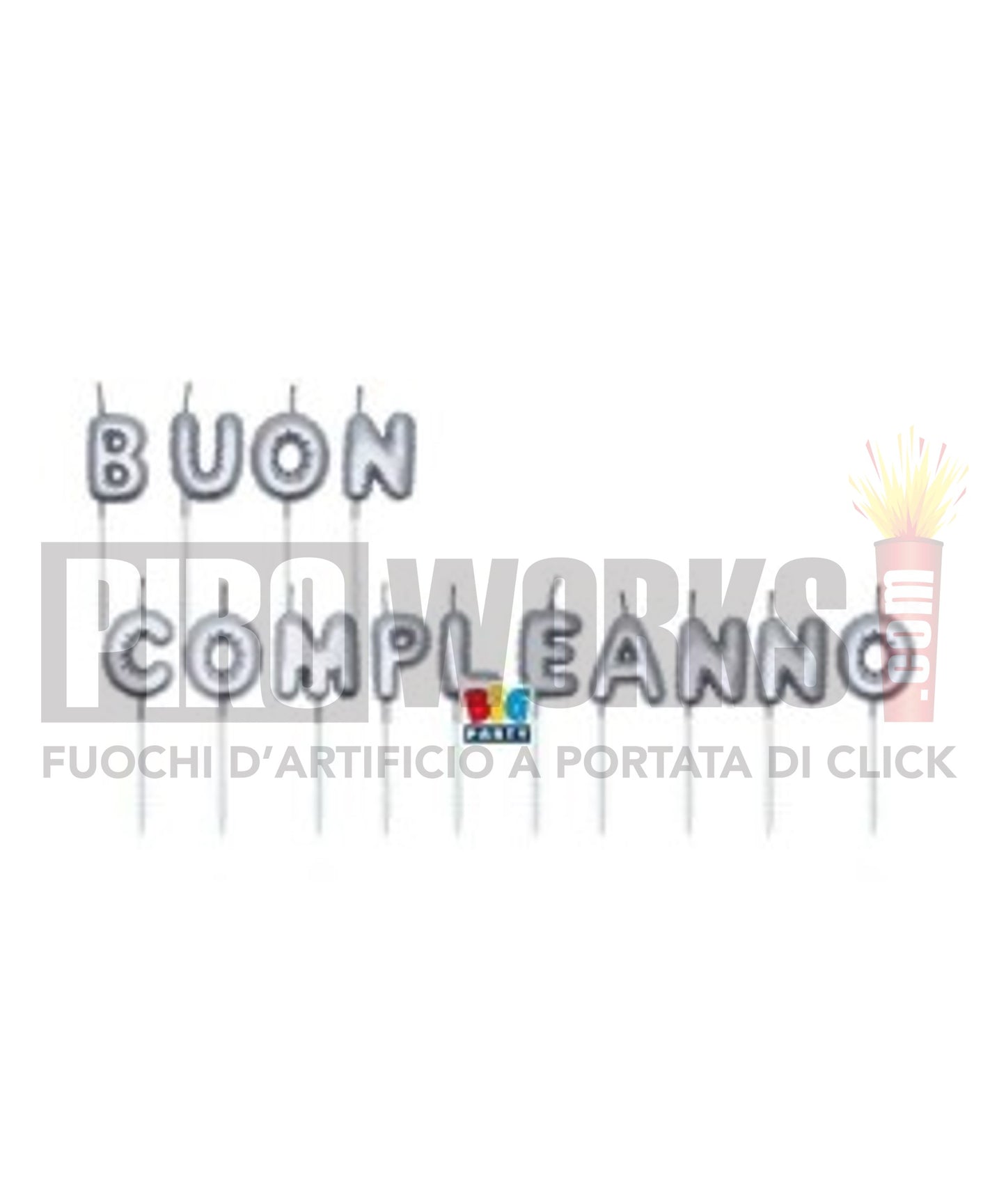 Candeline Lettere | Buon Compleanno | Argento | 7 Cm